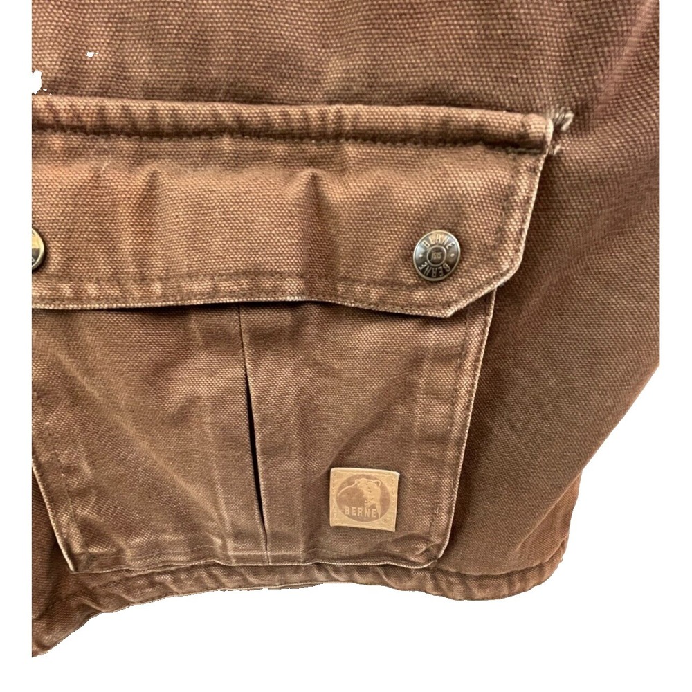 Berne Men's Canvas Sherpa Vest Size 2XL Brown Heavy Weight Barn Coat Workwear - Picture 10 of 11